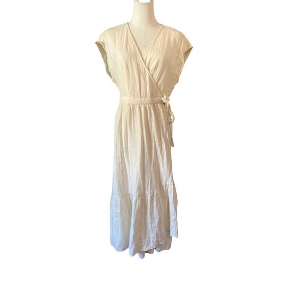 Universal Thread Wrap Maxi Dress Cream 100% Cotton NWT Size M - Picture 1 of 7